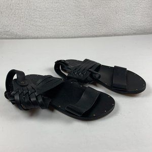 Anthropologie Beek Raven Gladiator Ankle Strap Sandal Women 6 Black Leather 7996